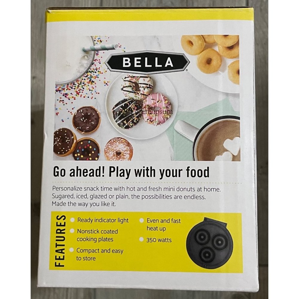 NEW IN BOX Bella Mini 3 Donut‎ Maker Nonstick Coated Teal Blue Dessert Party